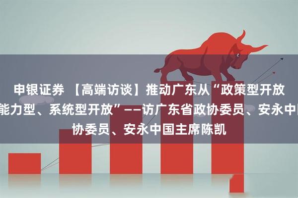 申银证券 【高端访谈】推动广东从“政策型开放”升级为“能力型、系统型开放”——访广东省政协委员、安永中国主席陈凯