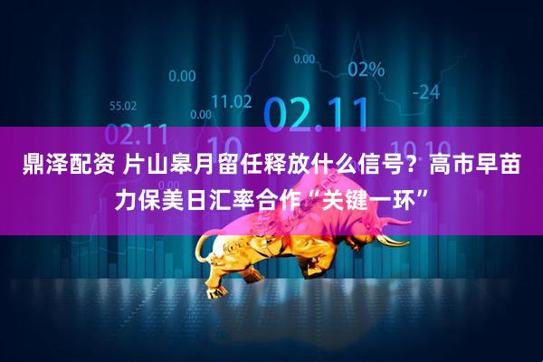 鼎泽配资 片山皋月留任释放什么信号？高市早苗力保美日汇率合作“关键一环”